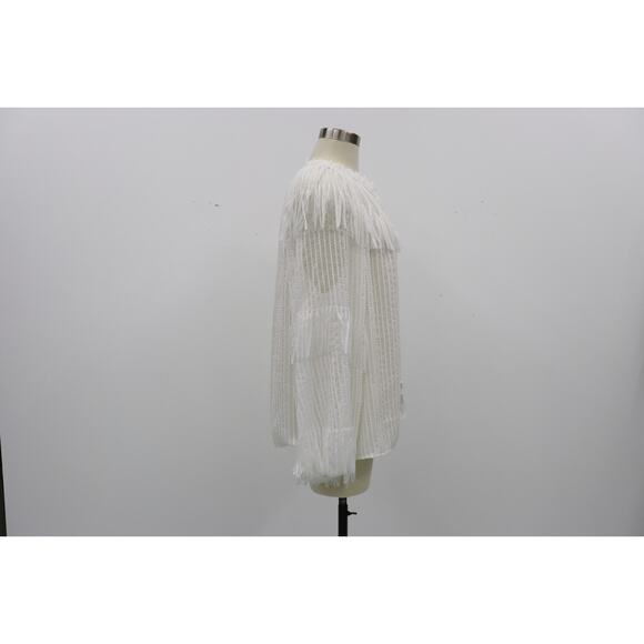 Kobi Halperin Women's White Tie Neck Fringe Poppi Blouse Top XXL Chiffon $448 - Picture 8 of 16